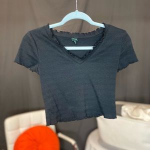 Black Ruffle Neck Crop Top | Target
